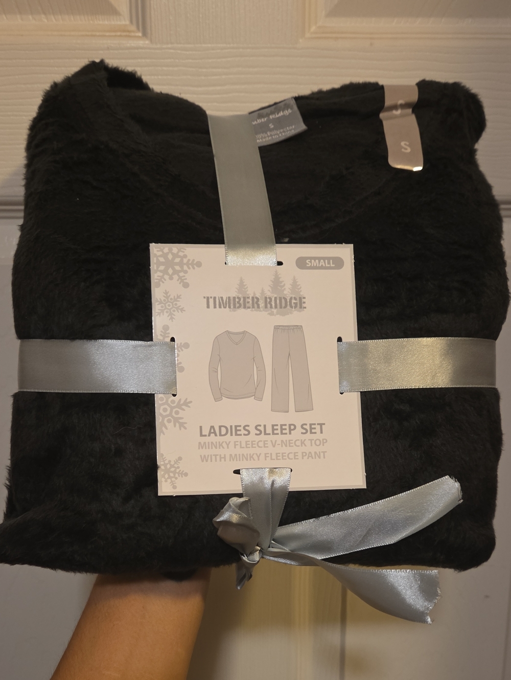 Ladies Black Minky Fleece Sleep Set - Small